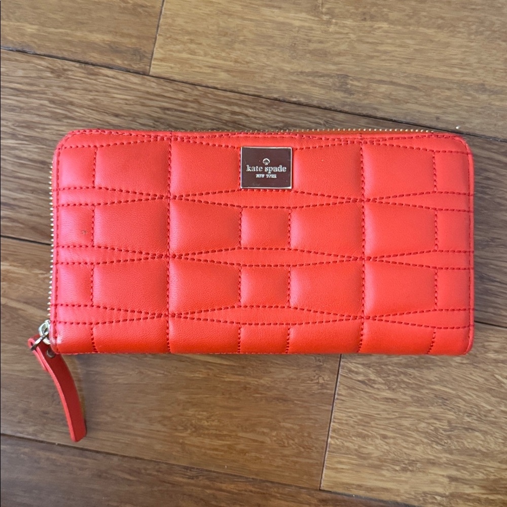 Kate Spade Red Zip-around Continental Wallet